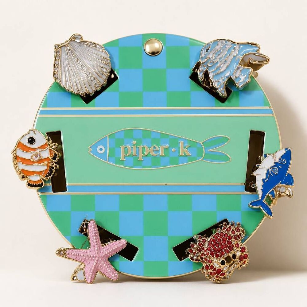 🔹️NWT Ocean Themed Small Metal Hair Clips Set of 6